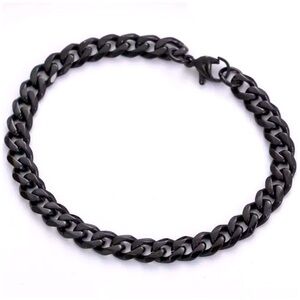 Black Titanium Cuban Link Bracelet | Curb Chain Unisex Minimalist